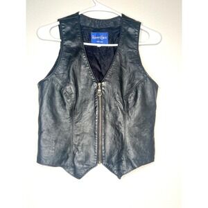Robert Elliot New York Black Leather Zip Front Vest Womens Medium